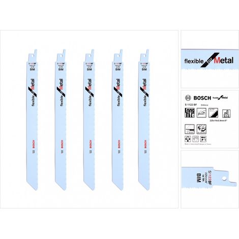 Bosch Accessories 2608656019 Lama per sega a gattuccio S 1122 BF. Lunghezza lama della sega 225 mm 5 pz.