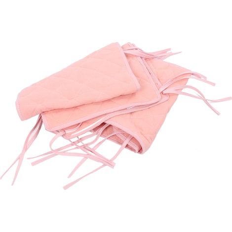 Protection anti-collision pour lit bébé, barrière de sécurité contre les mordillements et les chocs, tour de lit pour bébé, rose. (1/5)