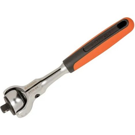 Bahco 8120-1/4 Inch Drive Swivel Head Ratchet with 72 Teeth and 5° Action Angle