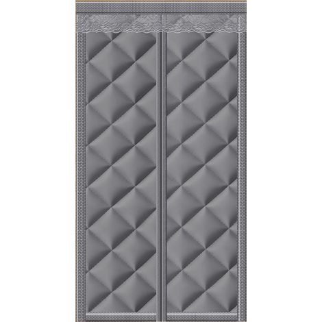 Cortina térmica y cortavientos para puerta (35 x 81 pulgadas) de algodón – Protección contra la intemperie, fácil instalación sin taladrar – Para puertas de patio e invernaderos – Gris (90 x 210 cm) (1/5)
