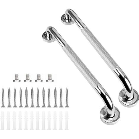 Maniglione di supporto per vasca da bagno in 2 pezzi, antiscivolo, 40 cm, in acciaio inox, da parete, per anziani, disabili, bambini e donne in gravidanza. (1/5)