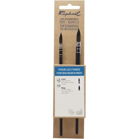 2 pinceaux aquarelle Raphaël Les Essentiels pour les fonds lavis et mop
