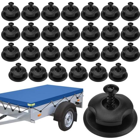 20 Pièces Bâche Boutons Ronds, Crochet Remorque en Plastique Dur Crochet Ridelle de Bâche Ronds, Bouton de Bâche Remorque, Crochet Remorque Noir Crochet Bache, pour Fixer Les Filet Remorque (1/5)