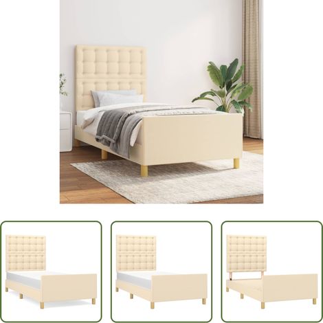 Kopfteil - Bettgestell ohne Matratze Creme 90x200 cm Stoff (1/5)