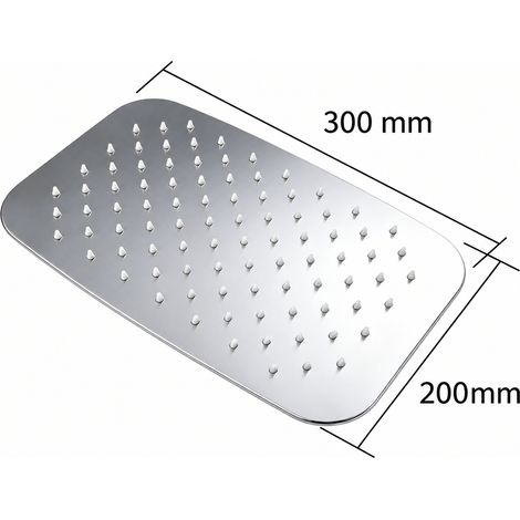 Douche effet pluie: pomme de douche de tête en acier inoxydable chromé 300200 mm, 36 × 26 × 10 cm, 1,526 kg – Livraison gratuite (1/4)
