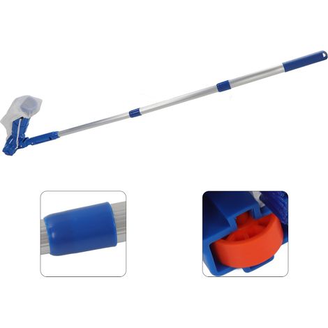 Brosse de nettoyage portable pour piscine avec manche télescopique, en plastique, pour le nettoyage des fontaines (prise UE). (1/5)