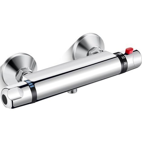 Barre de mélangeur de douche thermostatique, vanne de mélangeur de douche montée sur mur, contrôle de température 38 °C, sortie G1/2" (1/5)