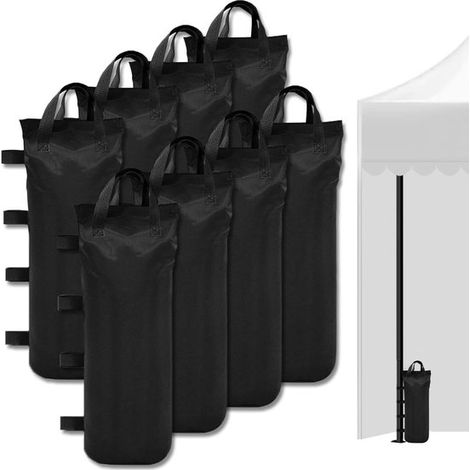 Lot de 8 sacs de lestage noirs – 20x50 cm – 10 kg – Pour tentes et chapiteaux – À remplir de sable/pierres (1/5)
