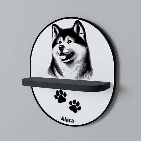 Mensola ovale AKITA DOG nera (1/5)