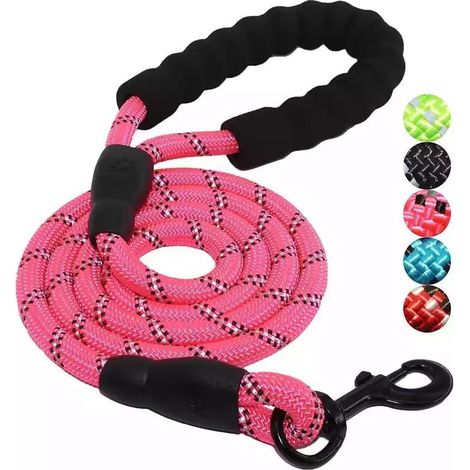 Laisse pour chien,Laisse pour chien robuste avec poignée rembourrée confortable(rose, 1,2 m) (1/5)