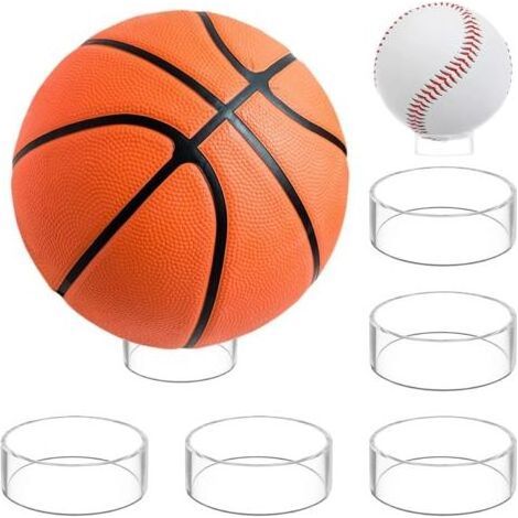 Support Ballon de Sport,5 Pièces Support de Balle en Acrylique,Placer et Présenter Les Balles,Support de Boule pour Basketball Football Volleyball Rugby Ball (Transparent) (1/4)