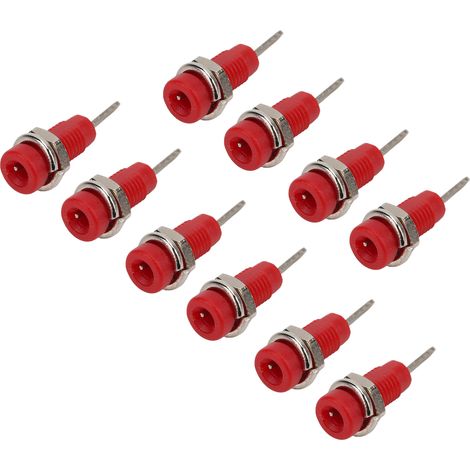Lot de 10 adaptateurs de prise de panneau à fiche banane 2 mm J.40003 avec broche étendue pour instruments électroniques (rouge) (1/5)