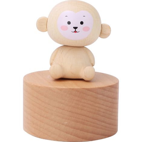 Boîte à musique en bois sculpté forme d'animal mignon, jouet musical en hêtre pour enfants, décoration maison, cadeau enfant (1/5)