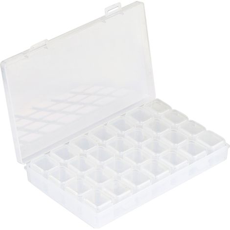 Boîte de Rangement en Plastique Transparent à 28 Compartiments pour Ranger des Perles, des Ongles, des Strass, des Accessoires d'Ongles, des Comprimés