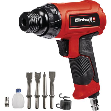 Einhell Marteau burineur pneumatique TC-PC 45 Kit (Accesoires: 4 burins de 120 mm, embout pour dérouilleur à aiguilles, flacon d'huile (vide)et raccord)