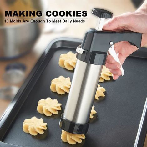 Presse À Pâtisserie - Acier Inoxydable - 13 Disques + 8 Douilles - Pour Biscuits Et Gâteaux - 1 Pièce (1/4)