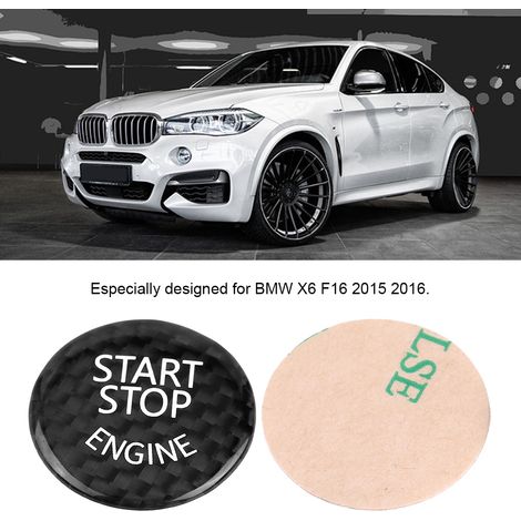 Bouton Démarrage Stop Carbone Noir Fibre Cover Switch Moteur Voiture Pour BMW Série 1-7 X1 X3-X6 (1/5)