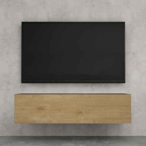 doporro Mobile Porta TV Sospeso 120 cm con 2 Ante Antracite Opaco e Marrone Chiaro, Credenza Bassa da Soggiorno Salotto, Madia Consolle Bicolore per TV Fernsehschrank02