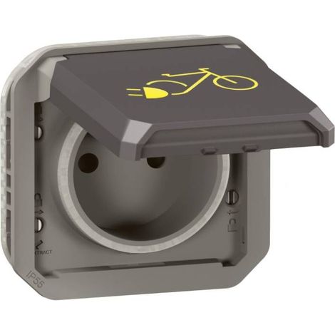 Prise de courant 2P + T pour recharge vélo électrique - Composable - Anthracite - Plexo - 069807L - Legrand (1/5)