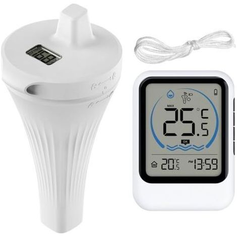 Thermomètre de piscine sans fil IP68 flottant avec capteur de température - Écran LCD - Thermomètre numérique sans fil pour piscine, aquarium, baignoire, étang (1/5)