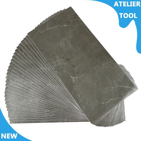 ATELIER 24pcs Revêtements de sol autocollants carreaux de sol autocollants carreaux de sol en PVC gris (1/5)