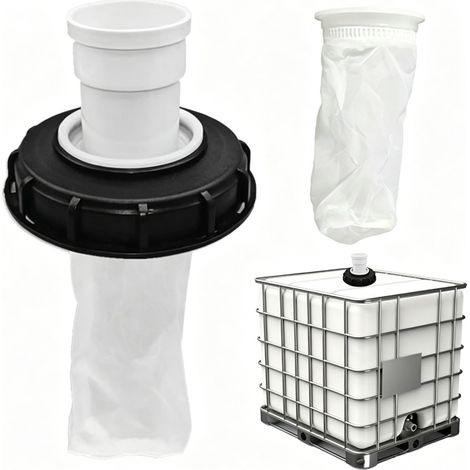 Filtre IBC droit avec filtre IBC et couvercle en nylon, avec 2 filets filtrants en nylon, couvercle de filtre de 165 mm, pour accessoires de réservoir d'eau de pluie DN150, lavable, pour stockage (1/4)