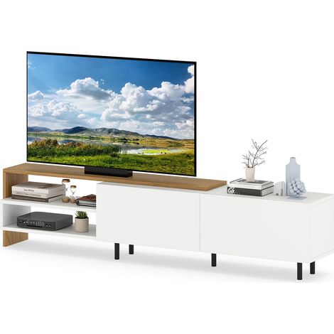COSTWAY 181CM Long TV Stand for 80 Inch TVs Modern Entertainment Center Storage White (1/5)