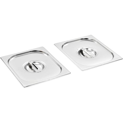 vidaXL Tapas para bandejas Gastronorm 1/2 acero inoxidable 2 unidades (1/5)