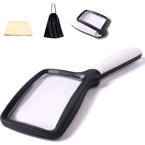 Loupe de lecture pliable avec lumière 5 LED grossissement 3 x avec 2 modes de gradation idéal pour lire de petites impressions, livres, faible vision, lire facilement la nuit (1/5)