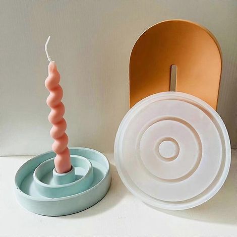 Moule pour bougeoir rond, moule en plâtre fait main pour béton, moule pour porte-rouge à lèvres (1/4)