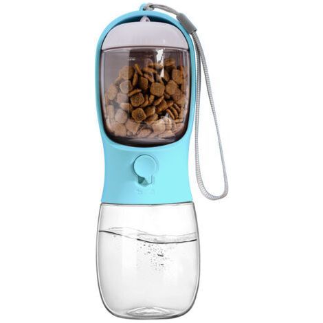 Bouteille d'eau pour chien et chiot - 300 ml - Conception anti-fuite - Comprend un bol pour la nourriture - Idéale pour les voyages. (1/3)