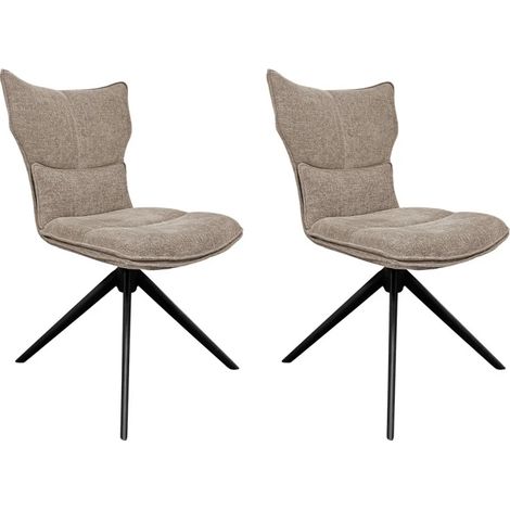 Lot 2 chaises rotatives 360° tissu taupe rembourrage ergonomique - PHIL