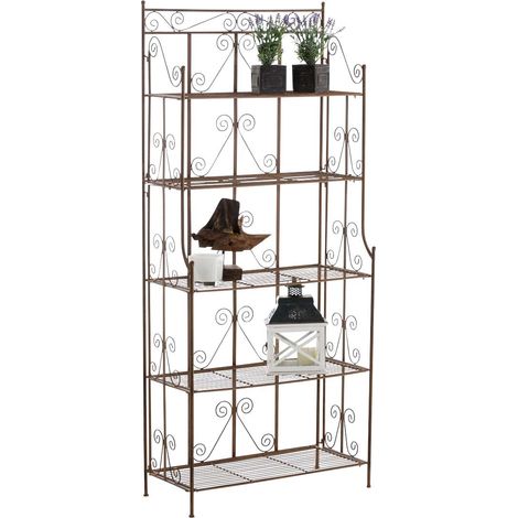 Scaffale da terra con 5 livelli di stoccaggio balcone terrazzo soggiorno pieghevole in metallo marrone invecchiato 100003970