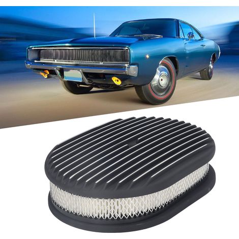 Filtre à air ovale à ailettes complètes en aluminium noir de 12 pouces pour Chevrolet Ford classique (QY-202303037) (surpoids)