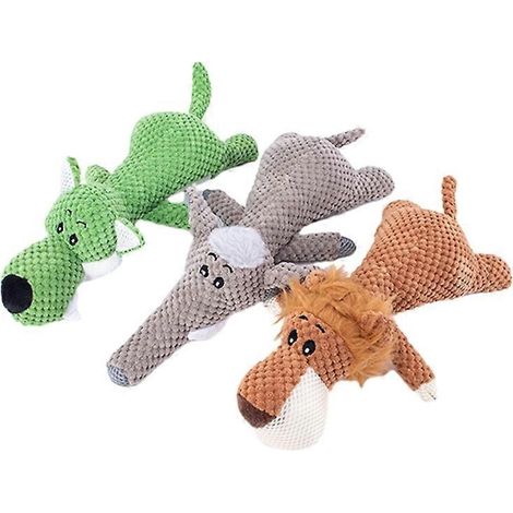 3 Jouets à mâcher pour chien en peluche - Lot de 3 animaux sonores pour chiens agressifs, cadeau canin résistant (1/4)