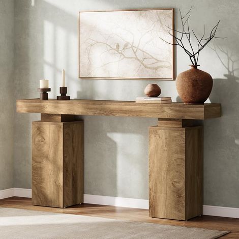 Tribesigns Table Console de 160 cm de Long, Table d'entrée de Ferme derrière Le canapé, Bout de Canapé en Bois, Meuble Moderne pour décoration de Salon, entrée (Naturel) (1/5)