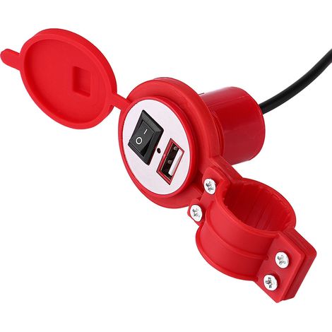 Chargeur Moto Universel Prise USB Étanche Rouge pour Portable Alimentation Électrique (1/5)