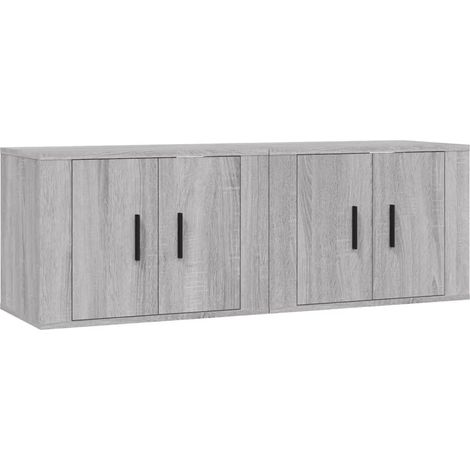 Mobile TV a parete scaffale per televisione multimediale televisione buffet sala da pranzo soggiorno camera da letto 2 pezzi sonoma 57 x 34,5 x 40 cm grigio 020029015