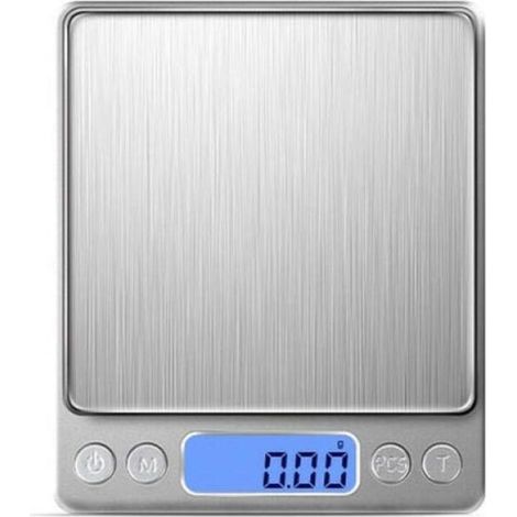 Hochpräzise elektronische Küchenwaage, 1000 g/0,1 g, mit hintergrundbeleuchtetem LCD-Display, 9 Einheiten und Tara-Funktion, Edelstahl, intelligent digital, für multifunktionale Lebensmittel