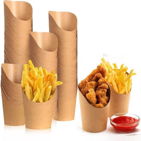 Gobelet Kraft Frite - 50 Pièces, 350 ml - Cornet Pop Corn - Snack Fête Aucunely (1/5)