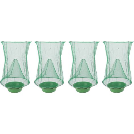 Lot de 4 pièges à mouches d'extérieur réutilisables, suspendus, avec bac à appâts, pour jardin, ferme et verger. (1/5)