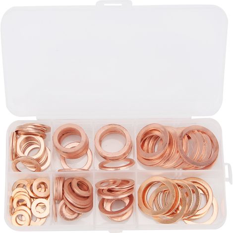 Kit de 120 rondelles professionnelles en cuivre rouge, joints métalliques et pièces de fixation (1/5)