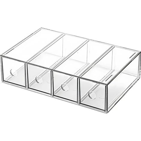 Schreibtisch-Organizer mit 4 Schubladen, transparente Schubladenkommode, stapelbarer Schubladen-Organizer, Aufbewahrungsbox mit herausnehmbarer Schublade für Schreibwaren, Bürobedarf, Sonnenbrillen (1/5)