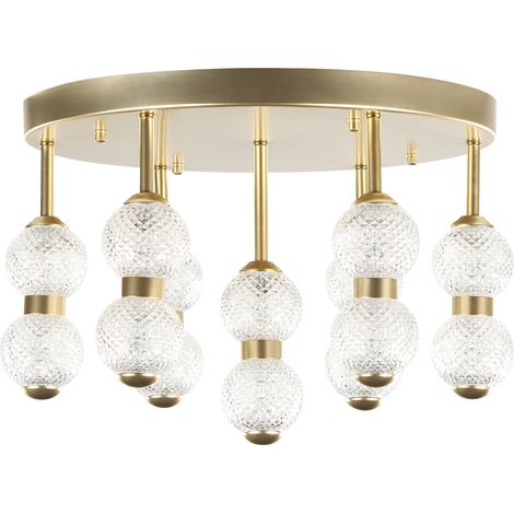 Lámpara de techo luces LED integradas metal redondo hierro vidrio pantalla sala de estar moderno estilo glamoroso oro Yowaka (1/5)