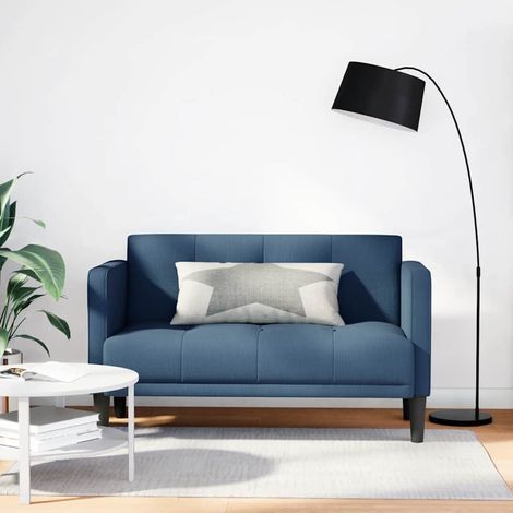 Canapé 2 places bleu en tissu, mousse et ressorts – 124 x 67 x 74,5 cm - PANGIVO (1/5)