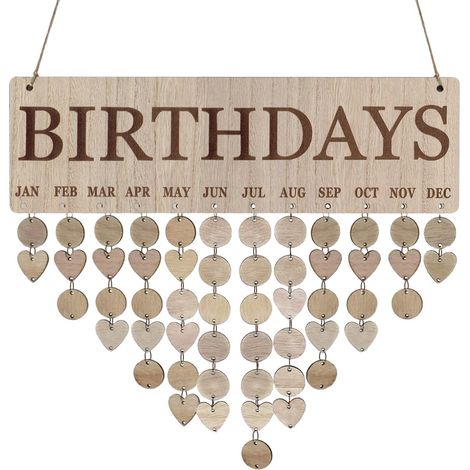 Calendrier d'anniversaires familial en bois avec étiquettes, tableau mural à monter soi-même, cadeau pour maman (1/3)