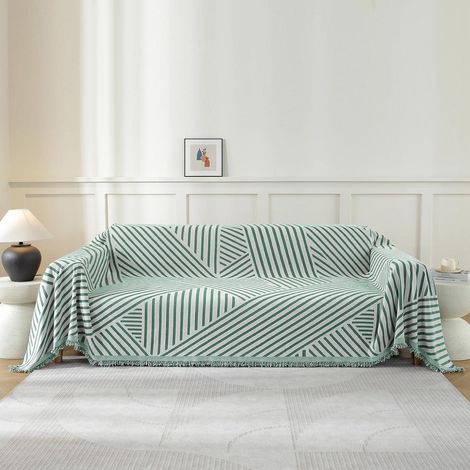Sofa Überwurf 180x340cm Chenille Hellgrün-Line 3-Sitzer (1/5)