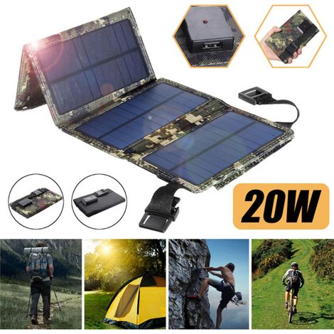 20W USB Solar Panel, Outdoor Camping, Hiking, Portable Power Charger, Mobile Phone Charging Tool, Removable Folding Panels (1/5)