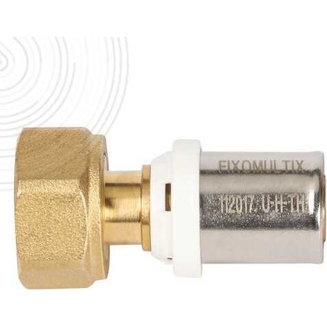Somatherm – Raccord multicouche écrou tournant à sertir Ø16mm – Pression 20 bars – Inox et laiton non dézincifiable – Pour réseaux de plomberie