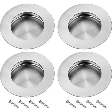 Maniglie a incasso per porte scorrevoli in acciaio inox 304, maniglie rotonde con scanalature invisibili per porte scorrevoli, armadi, cassetti e ripiani estraibili, 4 pezzi con 8 viti (1/4)
